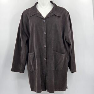 Bryn Walker Car Coat Womens Plus Size 2X Brown Corduroy Lagenlook Lagom Boho